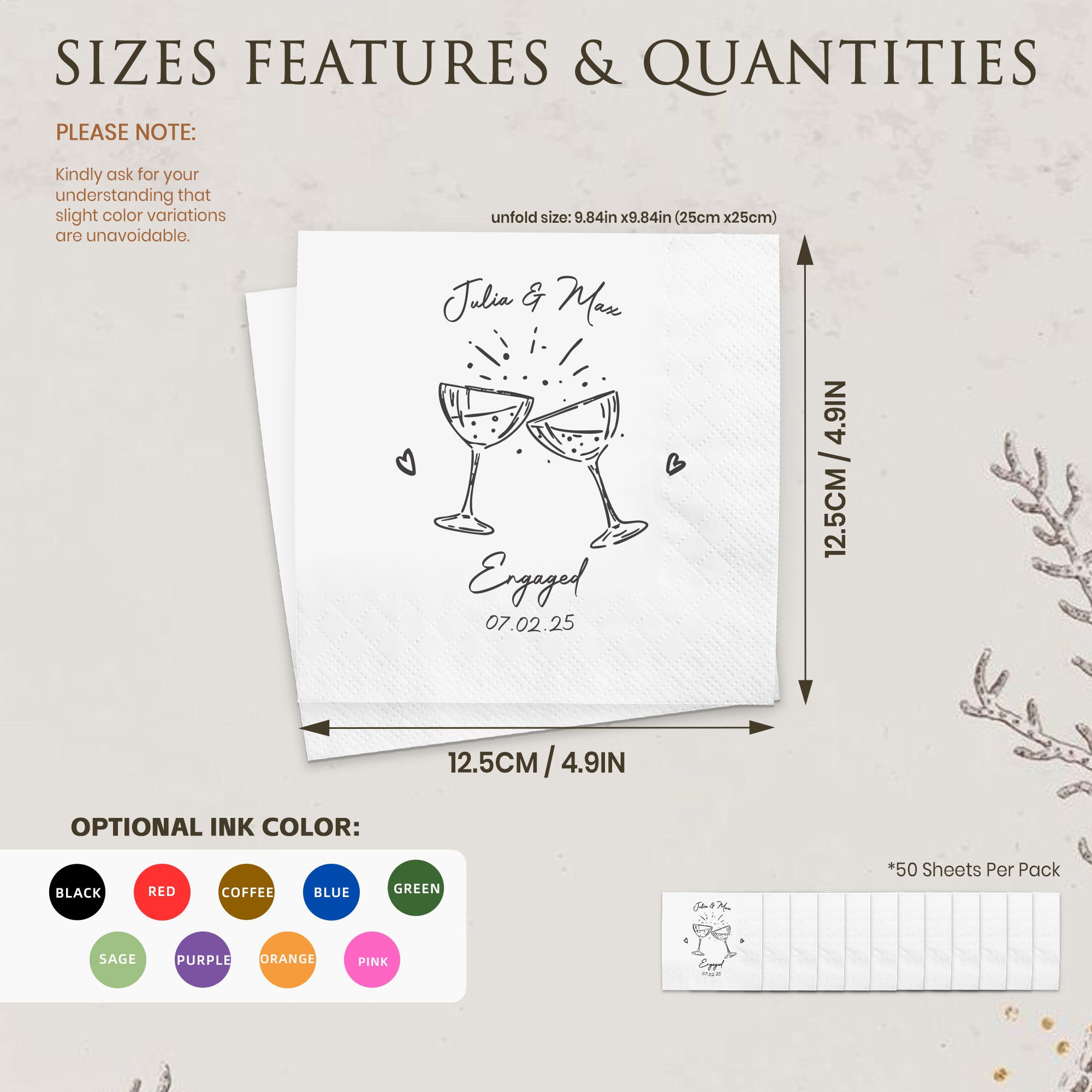 Flamora 100Pcs Custom Cocktail Napkins